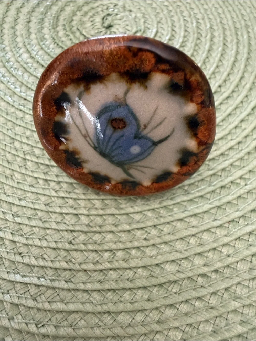 Vintage Ken Edwards signed Ceramic Bird and butterfly cabinets Knobs